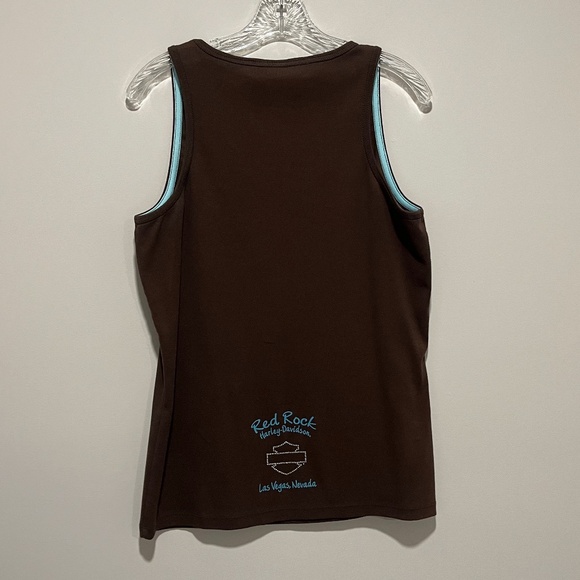 Harley Davidson Tank Top, Rhinestone, Las Vegas, Brown & Teal, Size XXL NWOT - Picture 2 of 6